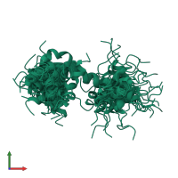 PDB entry 2kwz coloured by chain, ensemble of 41 models, front view.