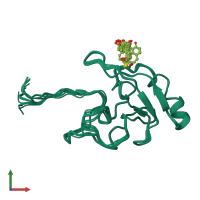 PDB entry 2kx6 coloured by chain, ensemble of 14 models, front view.