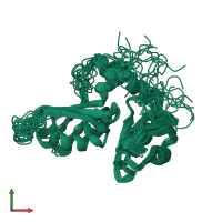 PDB entry 2kxf coloured by chain, ensemble of 20 models, front view.