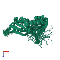 PDB entry 2kxf coloured by chain, ensemble of 20 models, top view.