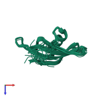 PDB entry 2kxg coloured by chain, ensemble of 10 models, top view.