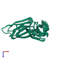 PDB entry 2kxs coloured by chain, ensemble of 20 models, top view.