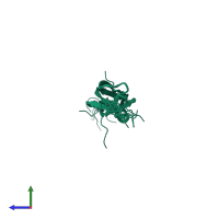 PDB entry 2kxy coloured by chain, ensemble of 10 models, side view.