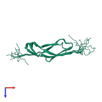 PDB entry 2kxy coloured by chain, ensemble of 10 models, top view.