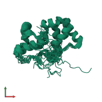 PDB entry 2ky4 coloured by chain, ensemble of 14 models, front view.