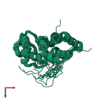 PDB entry 2ky4 coloured by chain, ensemble of 14 models, top view.