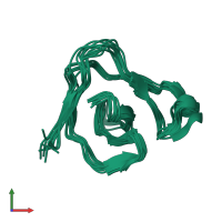 PDB entry 2kyb coloured by chain, ensemble of 10 models, front view.