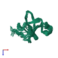 PDB entry 2kyb coloured by chain, ensemble of 10 models, top view.
