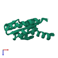 PDB entry 2kyr coloured by chain, ensemble of 20 models, top view.