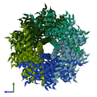PDB entry 2kyv coloured by chain, ensemble of 20 models, side view.
