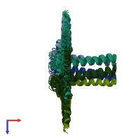 PDB entry 2kyv coloured by chain, ensemble of 20 models, top view.