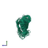 PDB entry 2kz6 coloured by chain, ensemble of 20 models, side view.