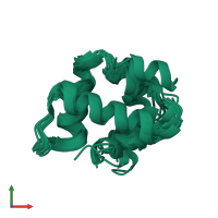 PDB entry 2kzg coloured by chain, ensemble of 10 models, front view.