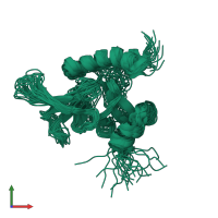 PDB entry 2kzn coloured by chain, ensemble of 20 models, front view.