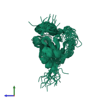 PDB entry 2kzn coloured by chain, ensemble of 20 models, side view.