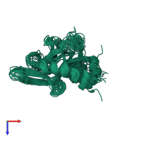 PDB entry 2kzn coloured by chain, ensemble of 20 models, top view.