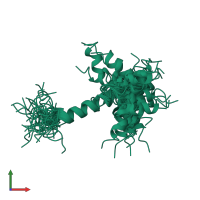 PDB entry 2kzq coloured by chain, ensemble of 36 models, front view.