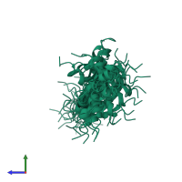 PDB entry 2kzq coloured by chain, ensemble of 36 models, side view.