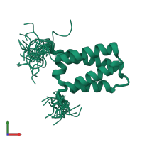 PDB entry 2kzs coloured by chain, ensemble of 25 models, front view.