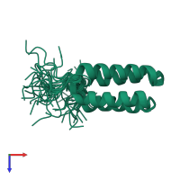 PDB entry 2kzs coloured by chain, ensemble of 25 models, top view.