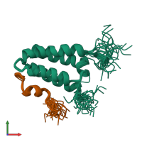 PDB entry 2kzu coloured by chain, ensemble of 25 models, front view.