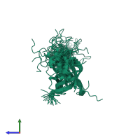 PDB entry 2l0c coloured by chain, ensemble of 20 models, side view.