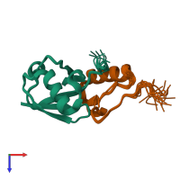 PDB entry 2l0f coloured by chain, ensemble of 20 models, top view.