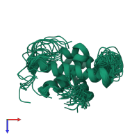 PDB entry 2l0r coloured by chain, ensemble of 31 models, top view.