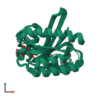 PDB entry 2l0x coloured by chain, ensemble of 20 models, front view.