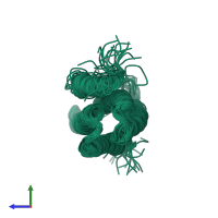 PDB entry 2l10 coloured by chain, ensemble of 20 models, side view.