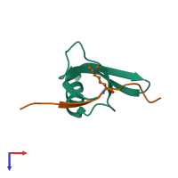 Hetero dimeric assembly 1 of PDB entry 2l11 coloured by chemically distinct molecules, top view.