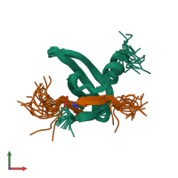 PDB entry 2l12 coloured by chain, ensemble of 20 models, front view.