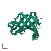 PDB entry 2l15 coloured by chain, ensemble of 10 models, front view.