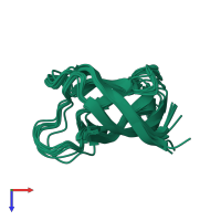 PDB entry 2l15 coloured by chain, ensemble of 10 models, top view.