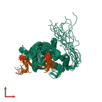 PDB entry 2l1c coloured by chain, ensemble of 15 models, front view.