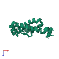 PDB entry 2l1e coloured by chain, ensemble of 20 models, top view.