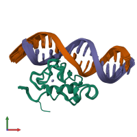 PDB entry 2l1g coloured by chain, ensemble of 17 models, front view.