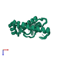 PDB entry 2l1k coloured by chain, ensemble of 20 models, top view.