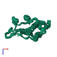 PDB entry 2l1n coloured by chain, ensemble of 20 models, top view.