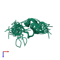PDB entry 2l1q coloured by chain, ensemble of 20 models, top view.