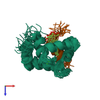PDB entry 2l1r coloured by chain, ensemble of 20 models, top view.