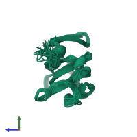PDB entry 2l1s coloured by chain, ensemble of 20 models, side view.