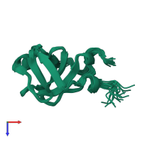 PDB entry 2l1s coloured by chain, ensemble of 20 models, top view.
