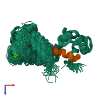 PDB entry 2l1w coloured by chain, ensemble of 25 models, top view.