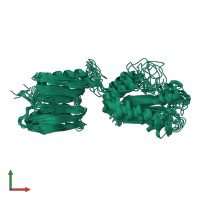 PDB entry 2l26 coloured by chain, ensemble of 10 models, front view.