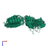 PDB entry 2l26 coloured by chain, ensemble of 10 models, top view.