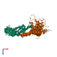 PDB entry 2l27 coloured by chain, ensemble of 20 models, top view.