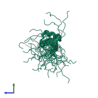 PDB entry 2l2d coloured by chain, ensemble of 20 models, side view.