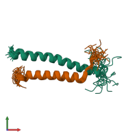 PDB entry 2l2l coloured by chain, ensemble of 20 models, front view.