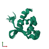 PDB entry 2l2o coloured by chain, ensemble of 20 models, front view.